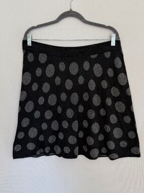 KRIMSON KLOVER Women’s XL Merino Wool Blend Black Grey Polka Dot Skater Skirt